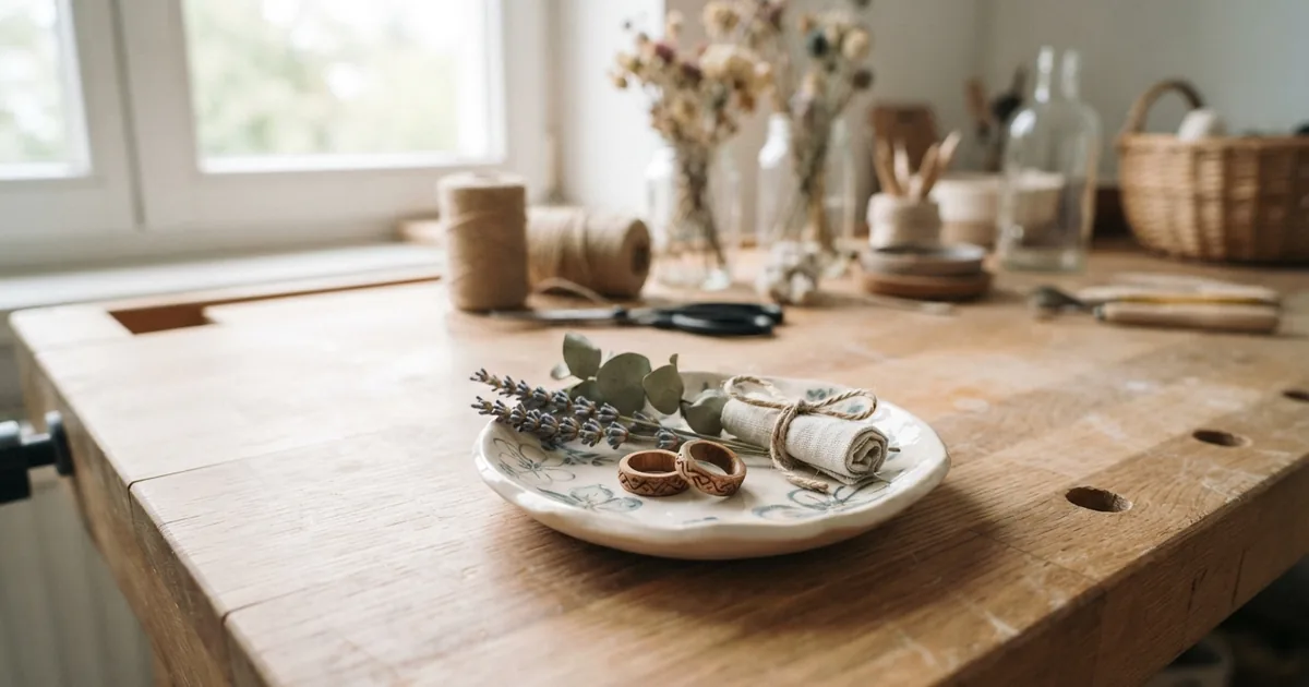 Ein einfaches DIY Hochzeitsgeschenk auf einem liebevoll dekorierten Tisch