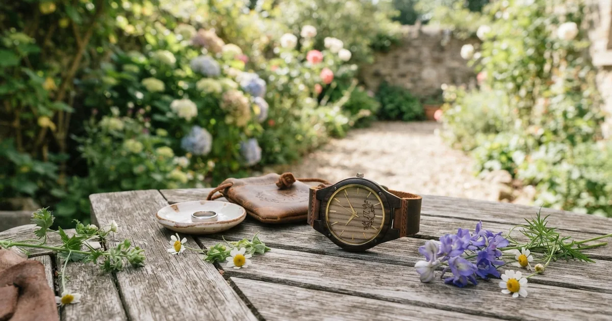 Personalisierte Uhr als elegantes Hochzeitsgeschenk auf einem Tisch