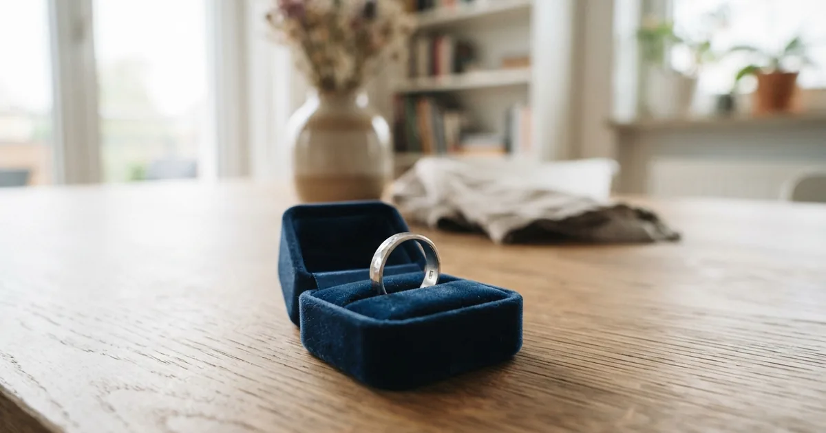 Glückliches Brautpaar beim Auspacken von Geschenken